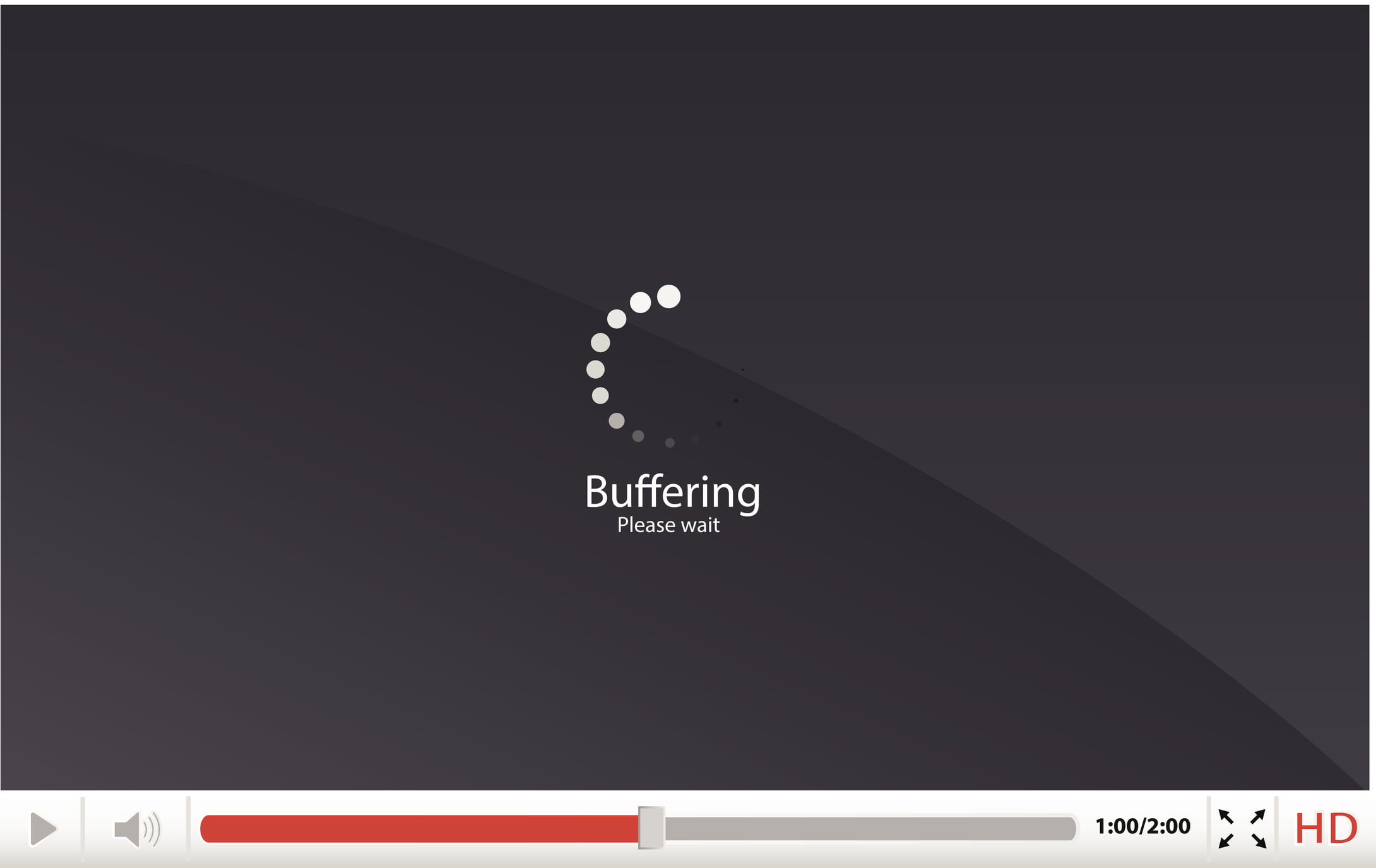 Media player with loading/buffering icon vector illustration